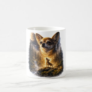 Chihuahua Howling to The Moon Vintage , 90s Retro Coffee Mug