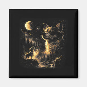 Chihuahua howling to the moon vintage 90s retro magnet