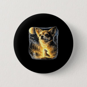 Chihuahua howling to the moon vintage funny button