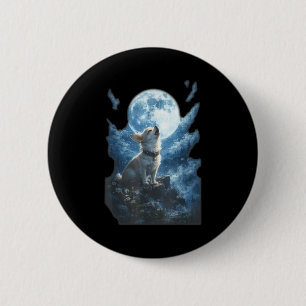 Chihuahua howling to the moon vintage funny button