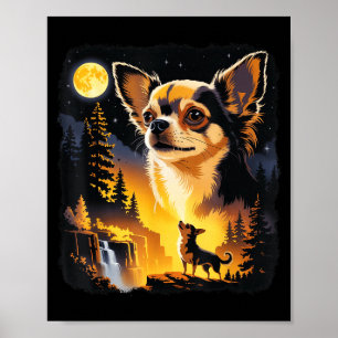 Chihuahua Howling To The Moon Vintage Funny Chihua Poster