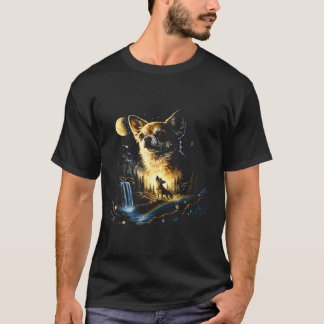 Chihuahua howling to the moon vintage funny T-Shirt
