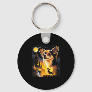 Chihuahua howling to the moon vintage funnyChihuah Keychain