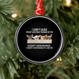 Chihuahua I Don't Care What Anyone Thinks Of Me Metal Ornament