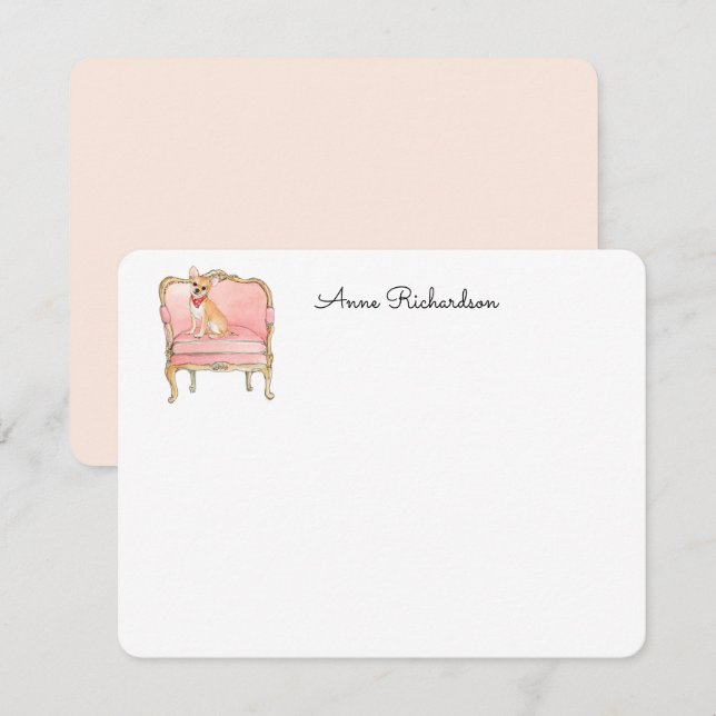 Chihuahua illustration  custom flat Thank You Card (Front/Back)