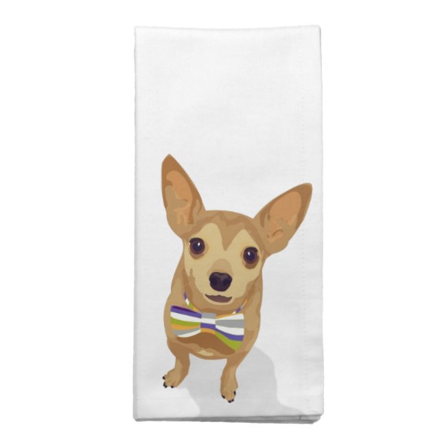 Chihuahua in a bowtie on white background napkin (Folded)