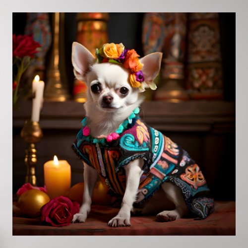 Chihuahua in an Altar for Day of the Dead Poster