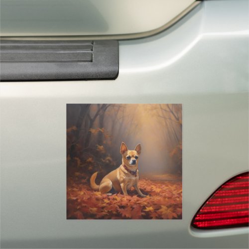 Chihuahua in Autumn Leaves Fall Inspire  Car Magnet