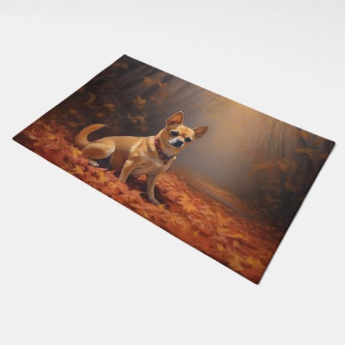 Chihuahua in Autumn Leaves Fall Inspire  Doormat