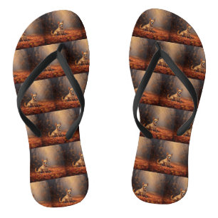 Chihuahua in Autumn Leaves Fall Inspire Flip Flops