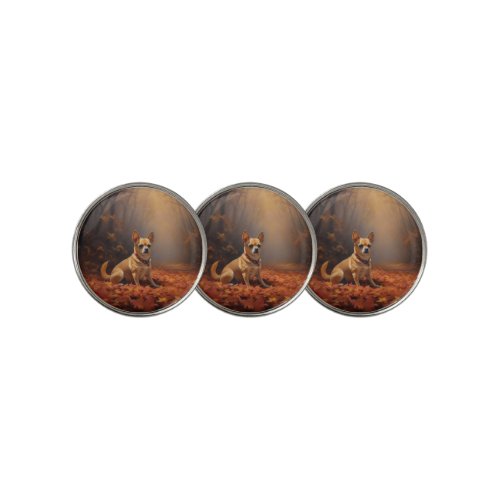 Chihuahua in Autumn Leaves Fall Inspire  Golf Ball Marker