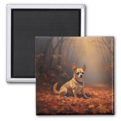 Chihuahua in Autumn Leaves Fall Inspire  Magnet