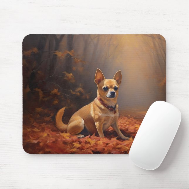 Chihuahua in Autumn Leaves Fall Inspire  Mouse Pad (With Mouse)