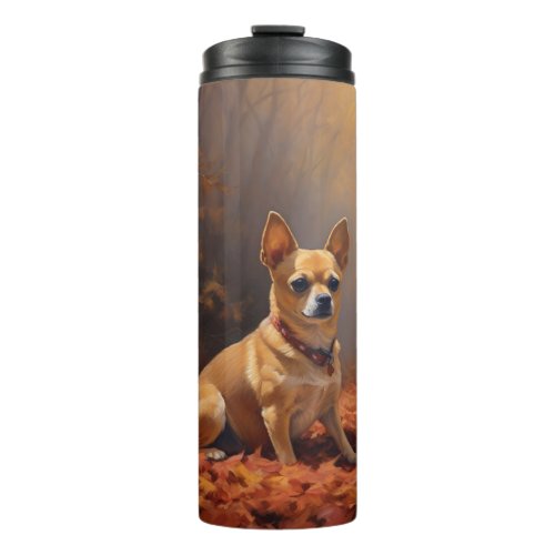 Chihuahua in Autumn Leaves Fall Inspire  Thermal Tumbler