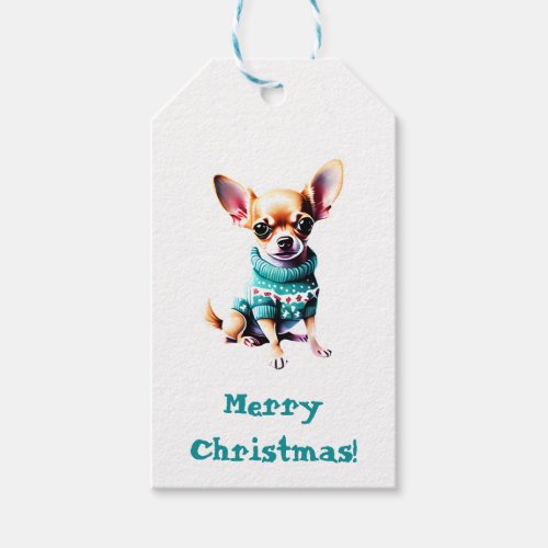 Chihuahua in Christmas Sweater ToFrom Gift Tags