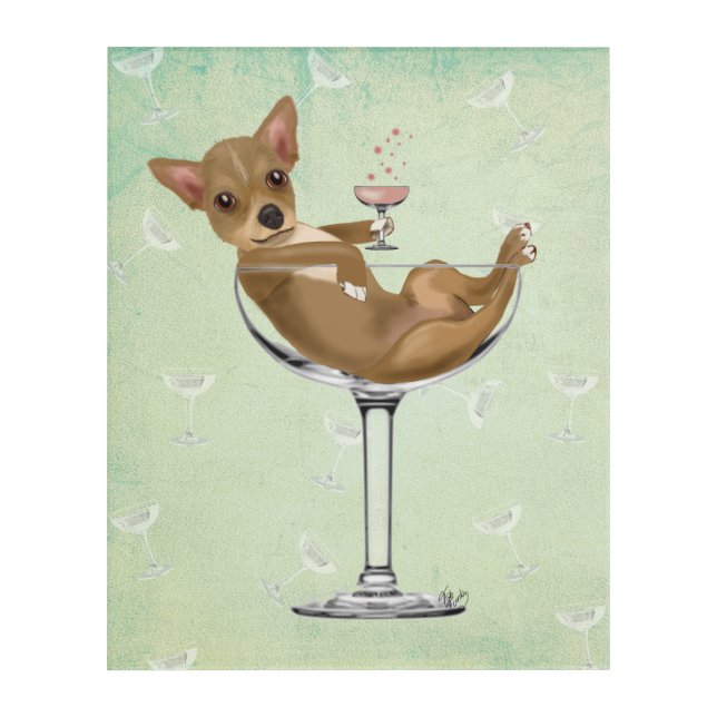 Chihuahua in Cocktail Glass Acrylic Print (Front)