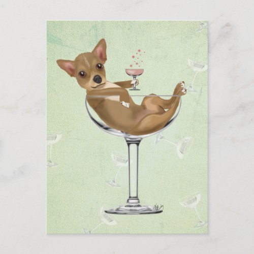 Chihuahua in Cocktail Glass Postcard