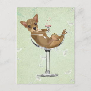 Chihuahua in Cocktail Glass Postcard