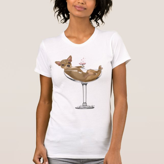 Chihuahua in Cocktail Glass T-Shirt (Front)