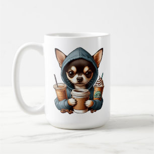 Chihuahua in Hooded Sweatshirt Holding Coffee Coffee Mug