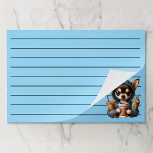 Chihuahua in Hooded Sweatshirt Holding Coffee  Paper Pad