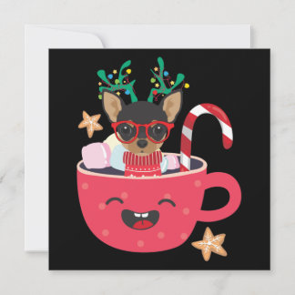 Chihuahua In Teacup Xmas Holiday Note Card
