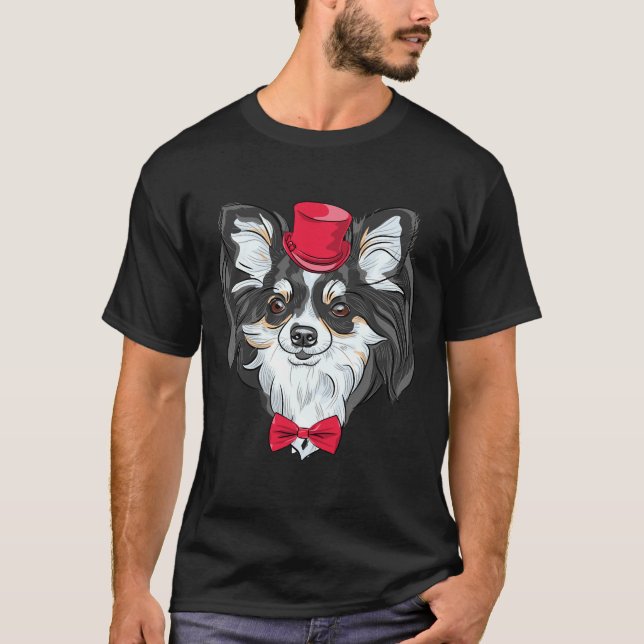 Chihuahua In The Red Hat With Bow Tie ❤️ T-Shirt (Front)