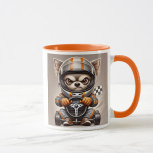 Chihuahua karting racing driver. mug