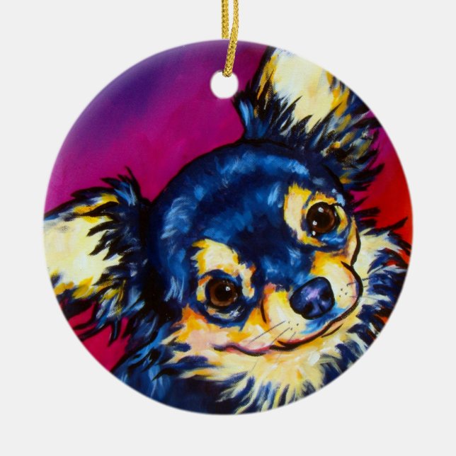 Chihuahua LC black and tan Ceramic Ornament (Front)
