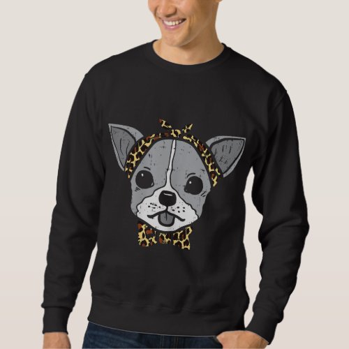 Chihuahua Leopard Print Bandana Chiwawa Dog Lover  Sweatshirt