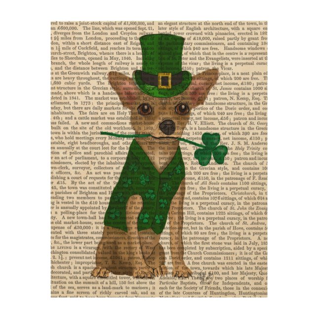 Chihuahua Leprechaun Wood Wall Art (Front)