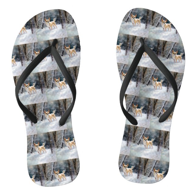 Chihuahua  Let It Snow Christmas Flip Flops (Footbed)