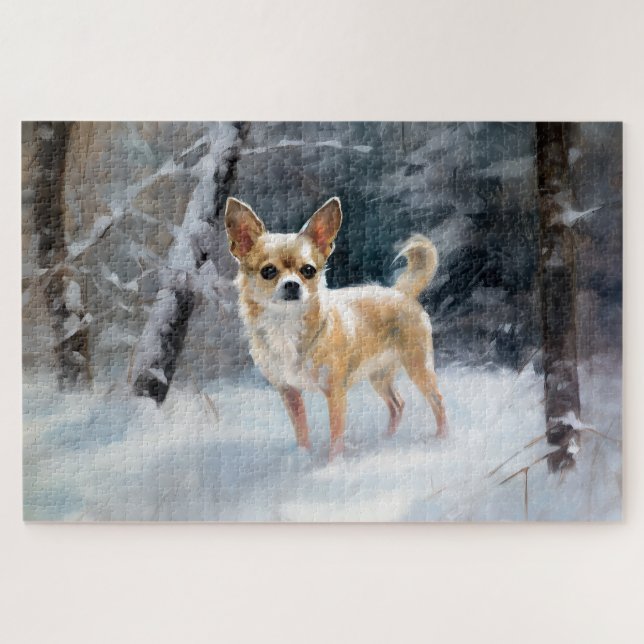 Chihuahua  Let It Snow Christmas Jigsaw Puzzle (Horizontal)