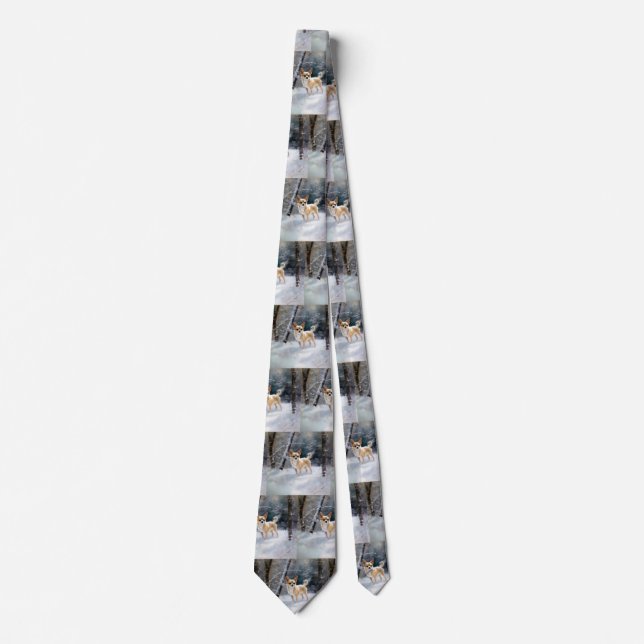 Chihuahua  Let It Snow Christmas Neck Tie (Front)