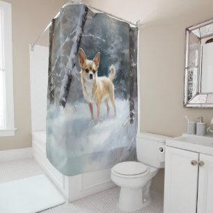 Chihuahua  Let It Snow Christmas Shower Curtain