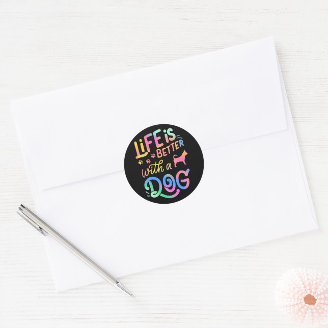 Chihuahua Life is Better with my Dog  Classic Round Sticker (Envelope)