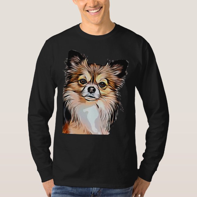 Chihuahua Long Coat Tri Color T-Shirt (Front)