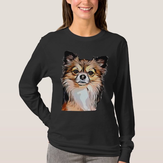 Chihuahua Long Coat Tri Color T-Shirt (Front)