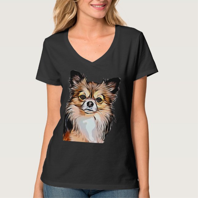 Chihuahua Long Coat Tri Color T-Shirt (Front)