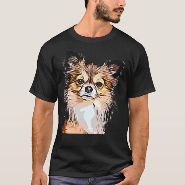 Chihuahua Long Coat Tri Color T-Shirt (Front)