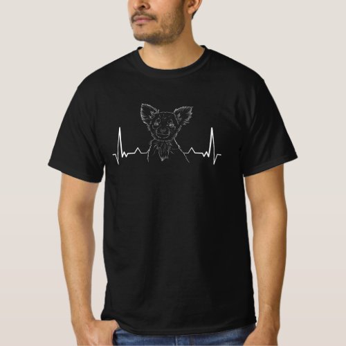 Chihuahua Long hair Chiwawa heartbeat T_Shirt