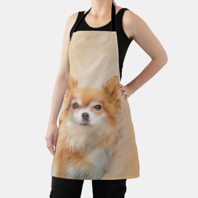 Chihuahua Long-Haired Dog Painting Original Art Apron (Insitu)