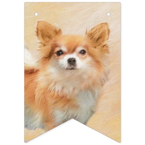 Chihuahua Long_Haired Dog Painting Original Art Bunting Flags