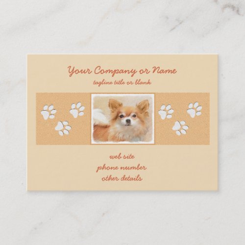 Chihuahua Long_Haired Dog Painting Original Art Business Card