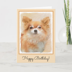 Chihuahua Long-Haired Dog Painting Original Art Card