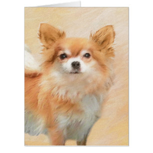 Chihuahua Long-Haired Dog Painting Original Art Card