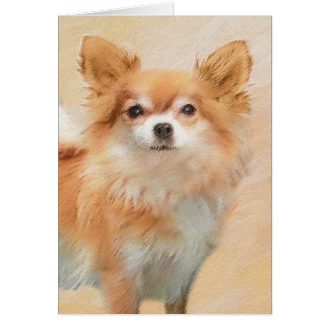 Chihuahua Long-Haired Dog Painting Original Art Cards (Front)