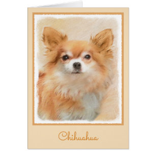 Chihuahua Long-Haired Dog Painting Original Art Cards