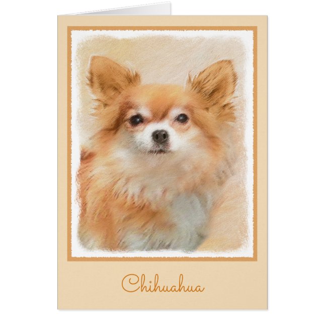 Chihuahua Long-Haired Dog Painting Original Art Cards (Front)