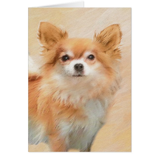 Chihuahua Long-Haired Dog Painting Original Art Cards (Front)